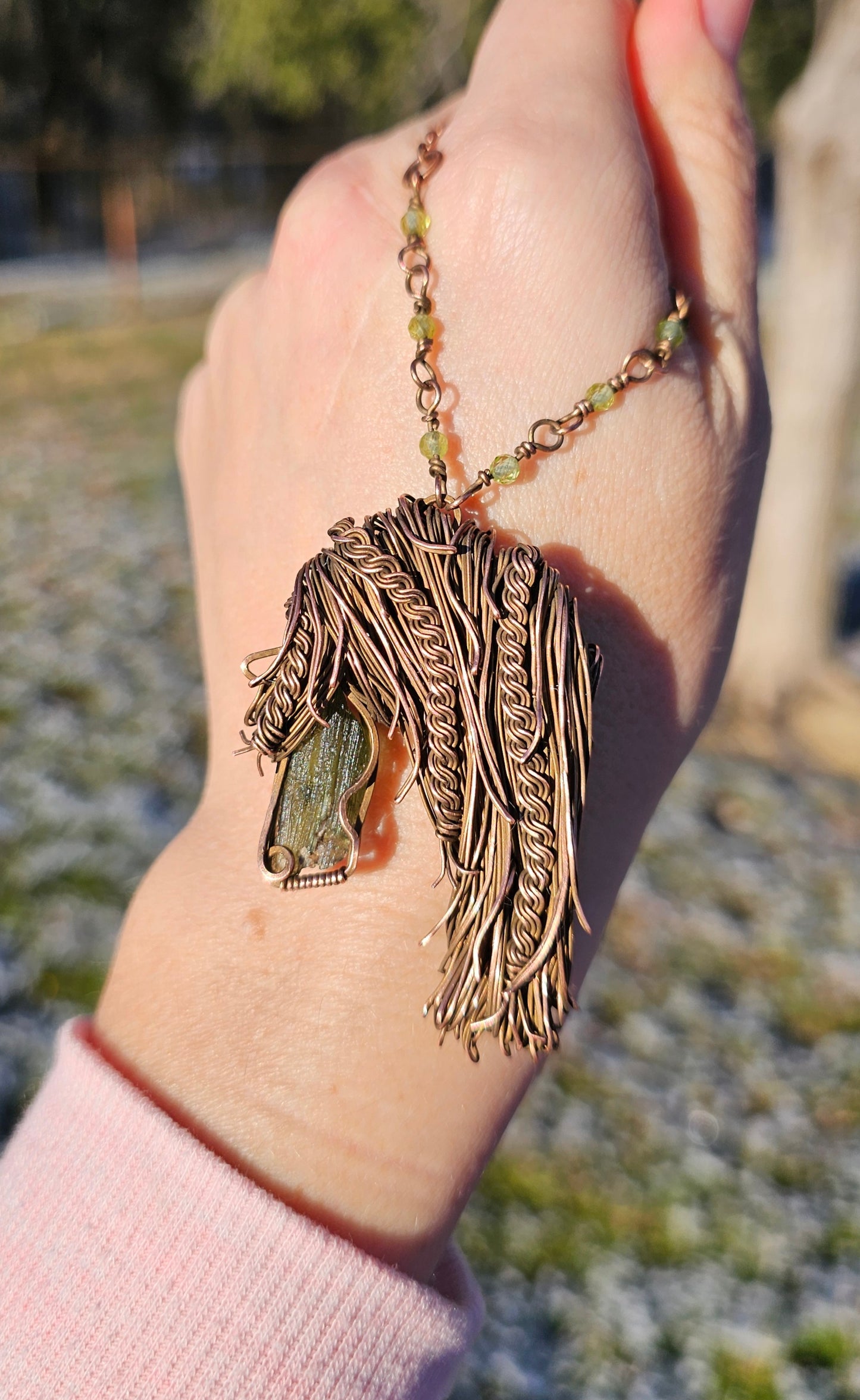 Moldavite & Peridot Horse