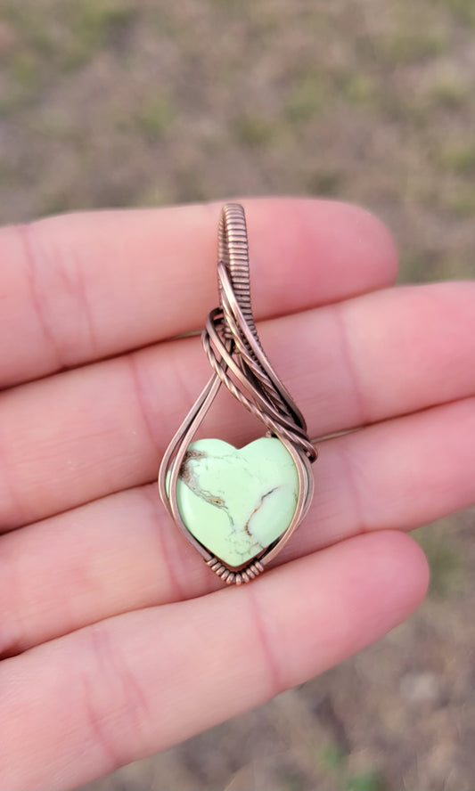 Lemon Chrysoprase Heart Pendant