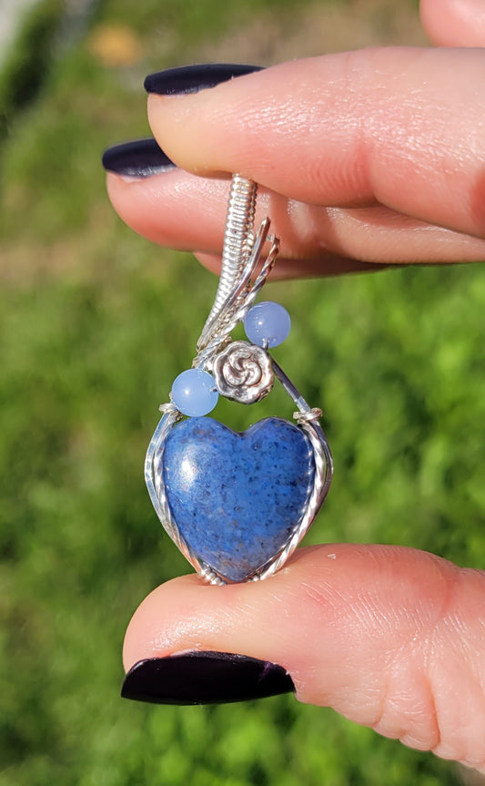Dumortierite Heart Pendants