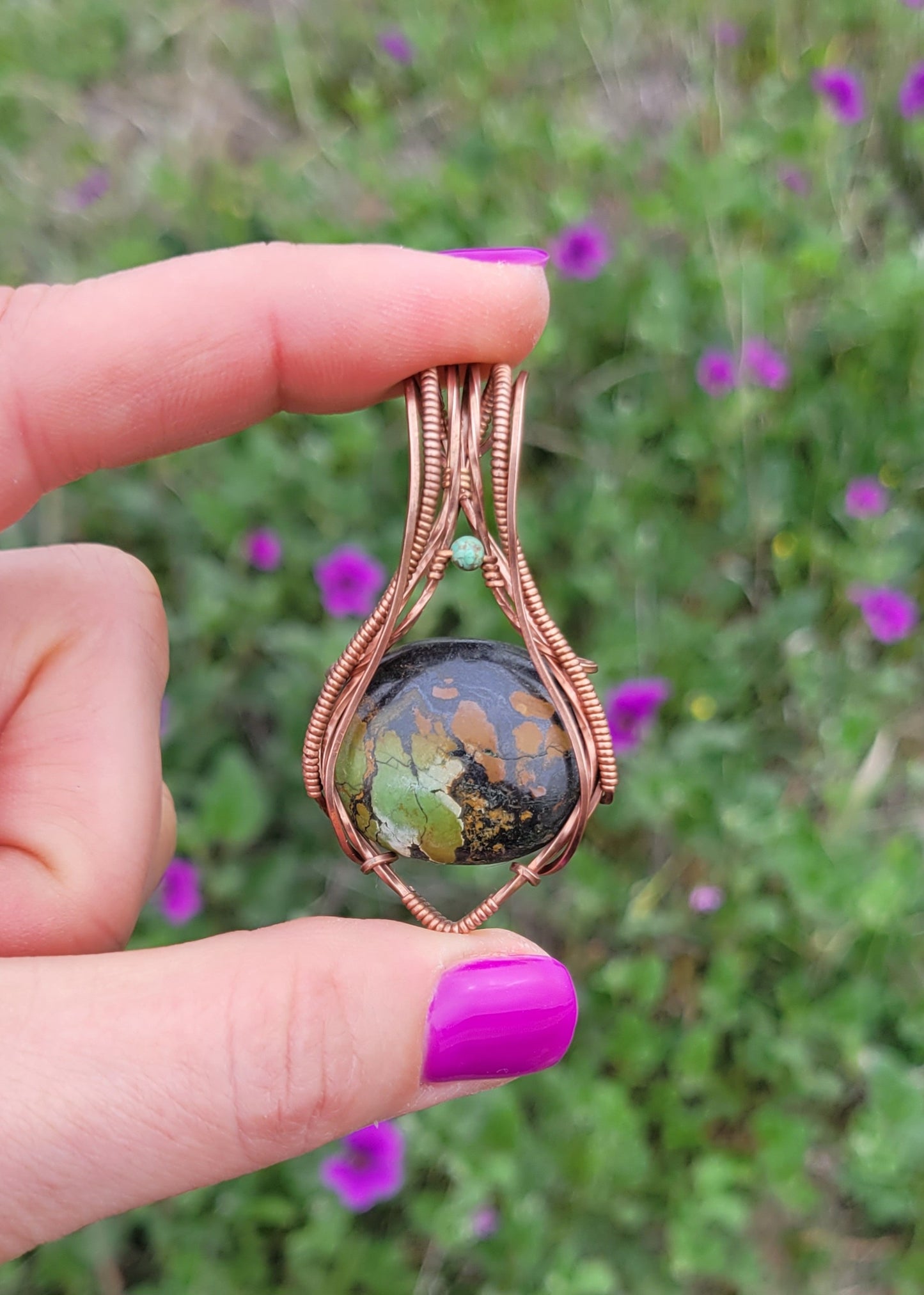 Green & Brown Turquoise Pendant