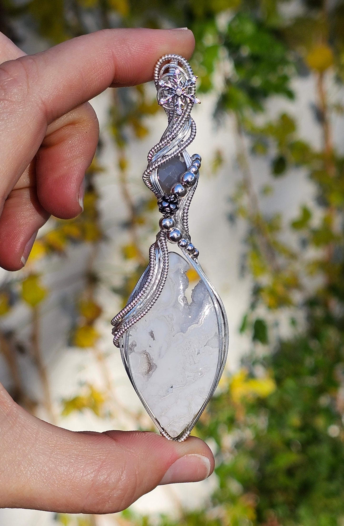 White Lace Agate Pendant