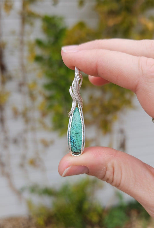 Tibetan Turquoise Teardrop Pendants