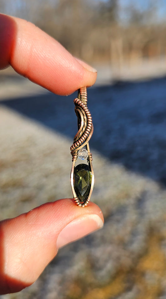 Copper Moldavite Pendants