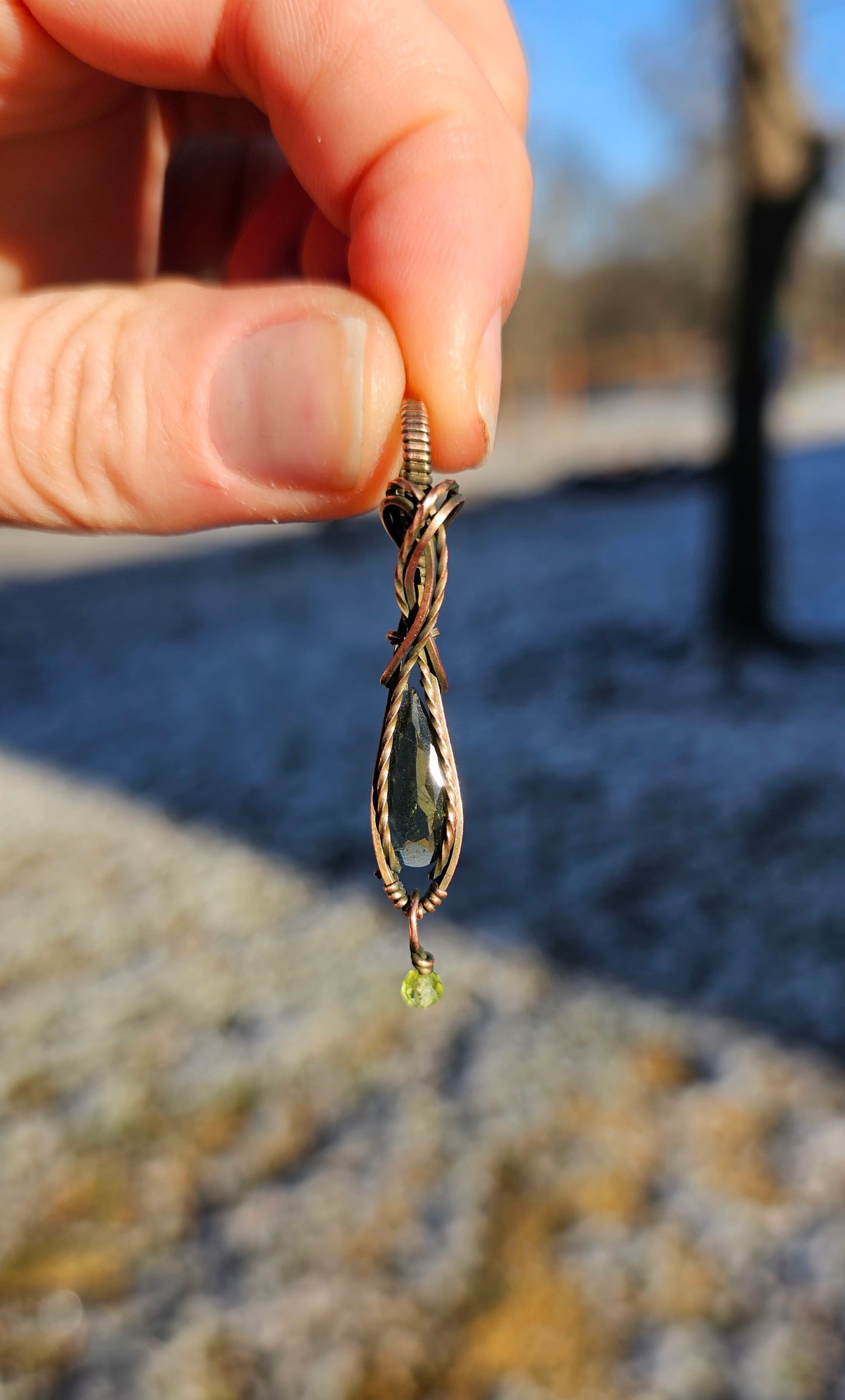 Copper Moldavite Pendants