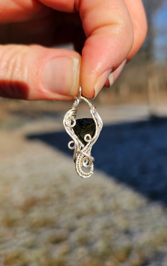 Silver Moldavite Pendants