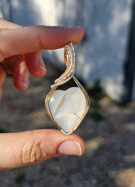 Druzy Agate Heart Pendant