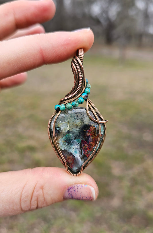 Native Copper Fiber Pendants