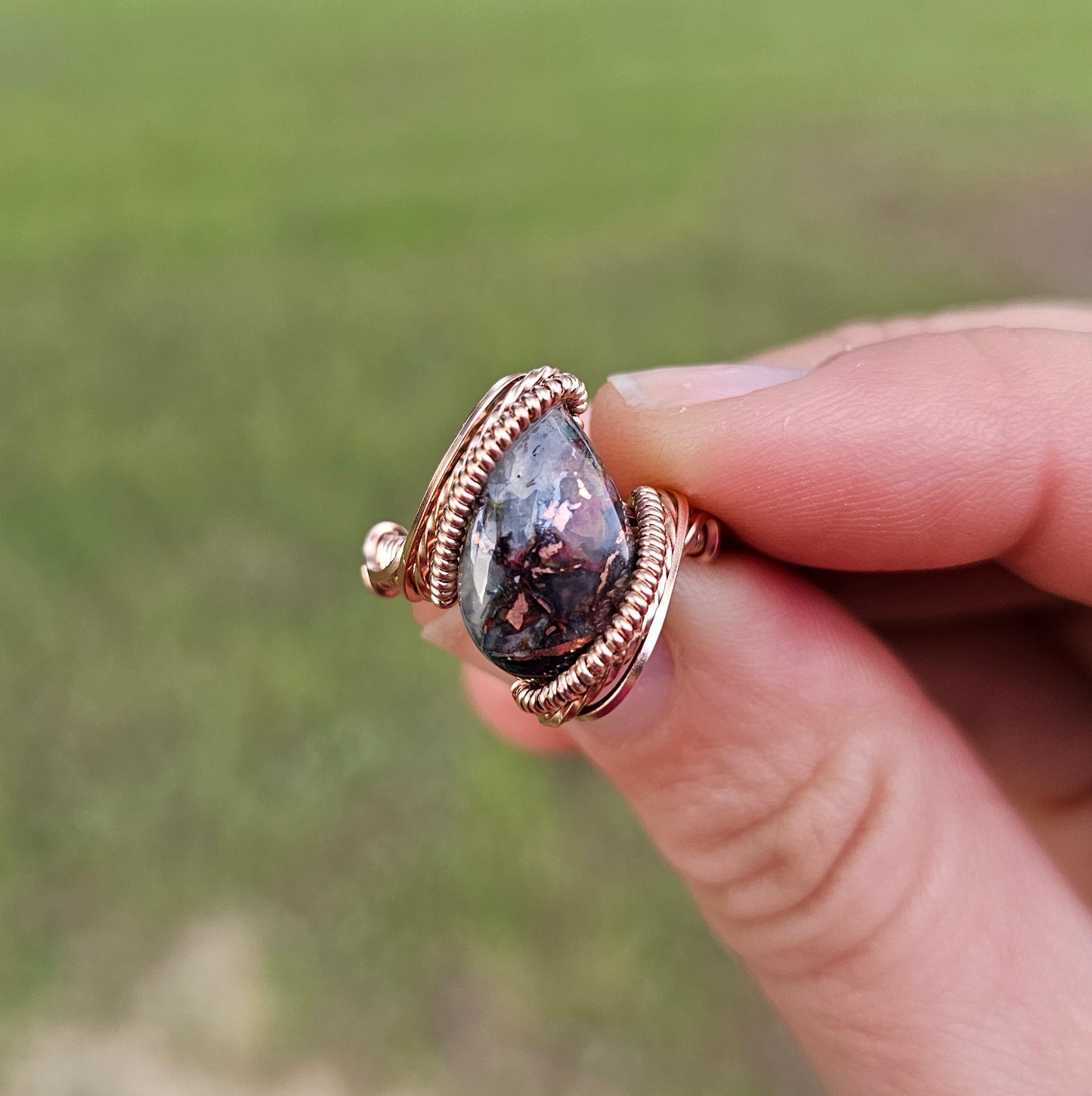 Confetti Copper Chrysocolla Ring - size 6.75
