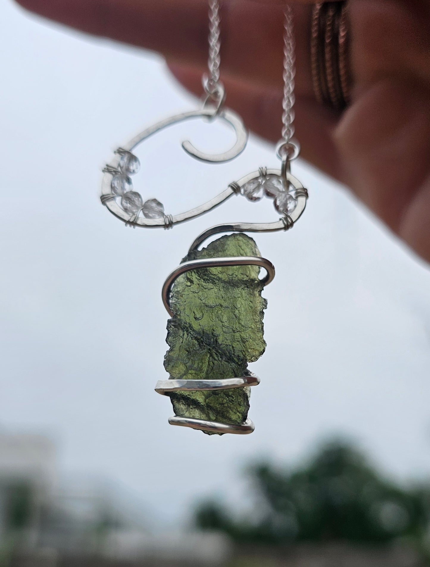 Sterling Silver Moldavite Necklace