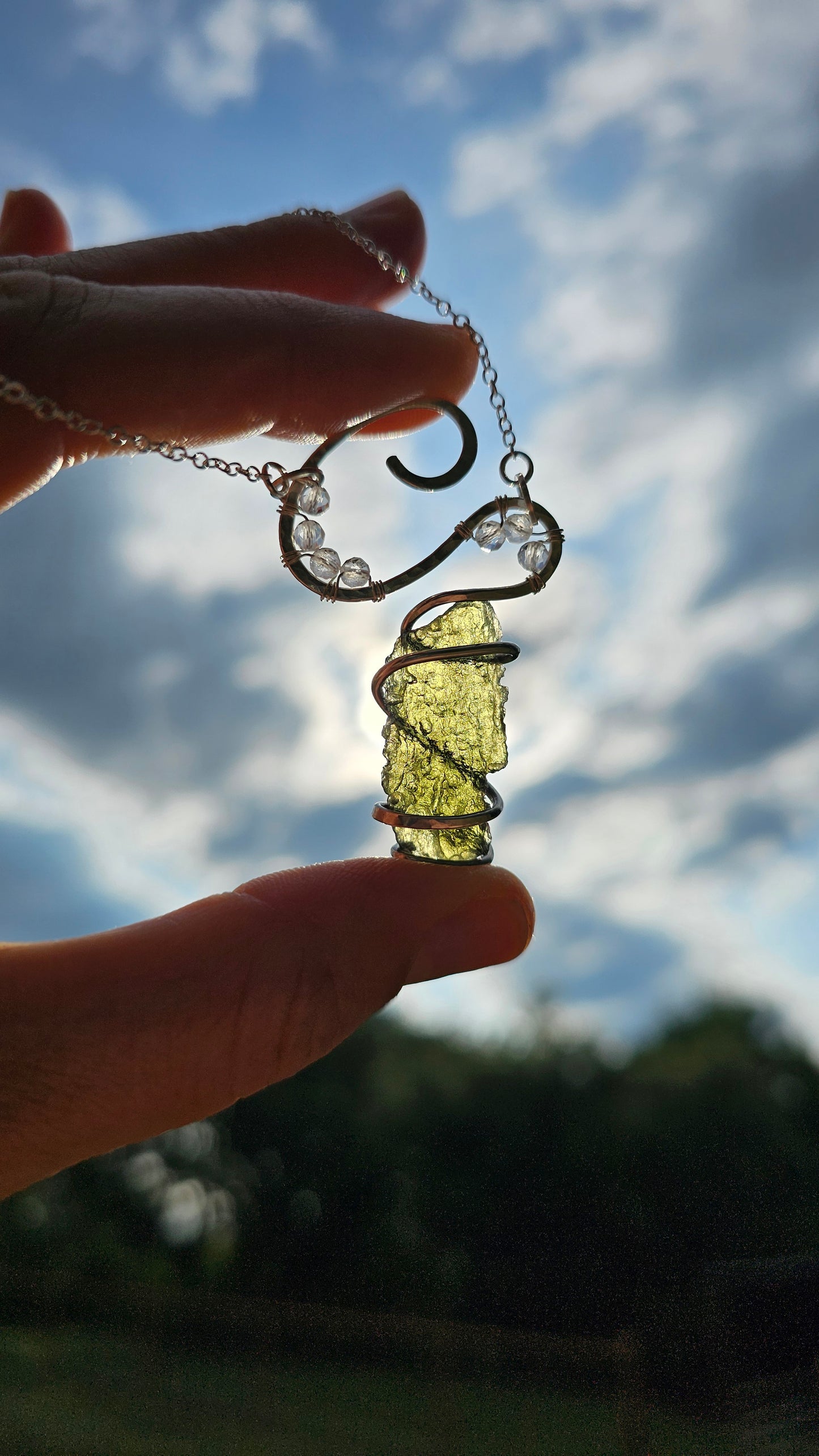 Sterling Silver Moldavite Necklace