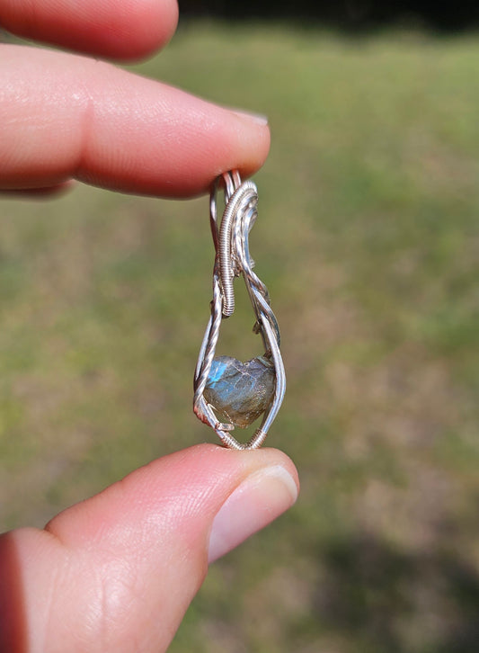 Faceted Labradorite Heart Pendant
