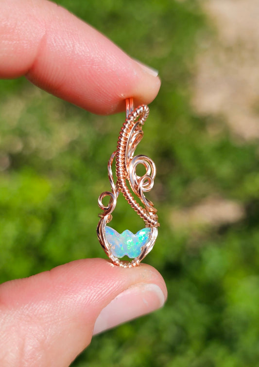 Opal Butterfly Pendant